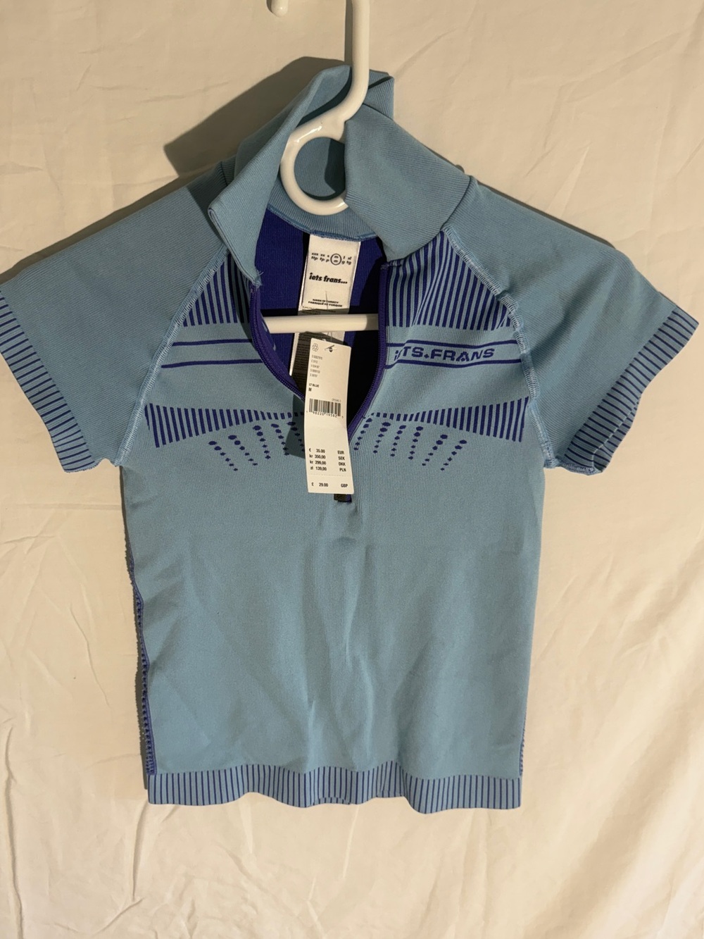 Iets Frans - Light Blue Short Sleeve Zip Polo